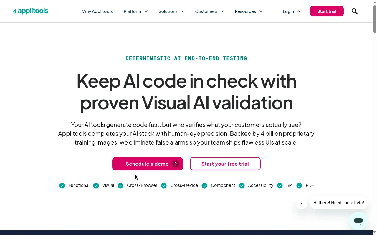 Applitools homepage