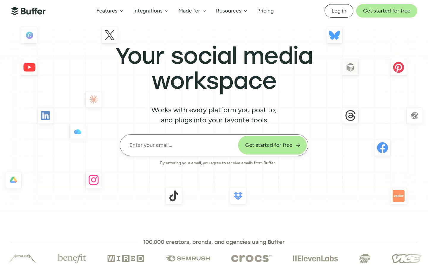 Buffer homepage