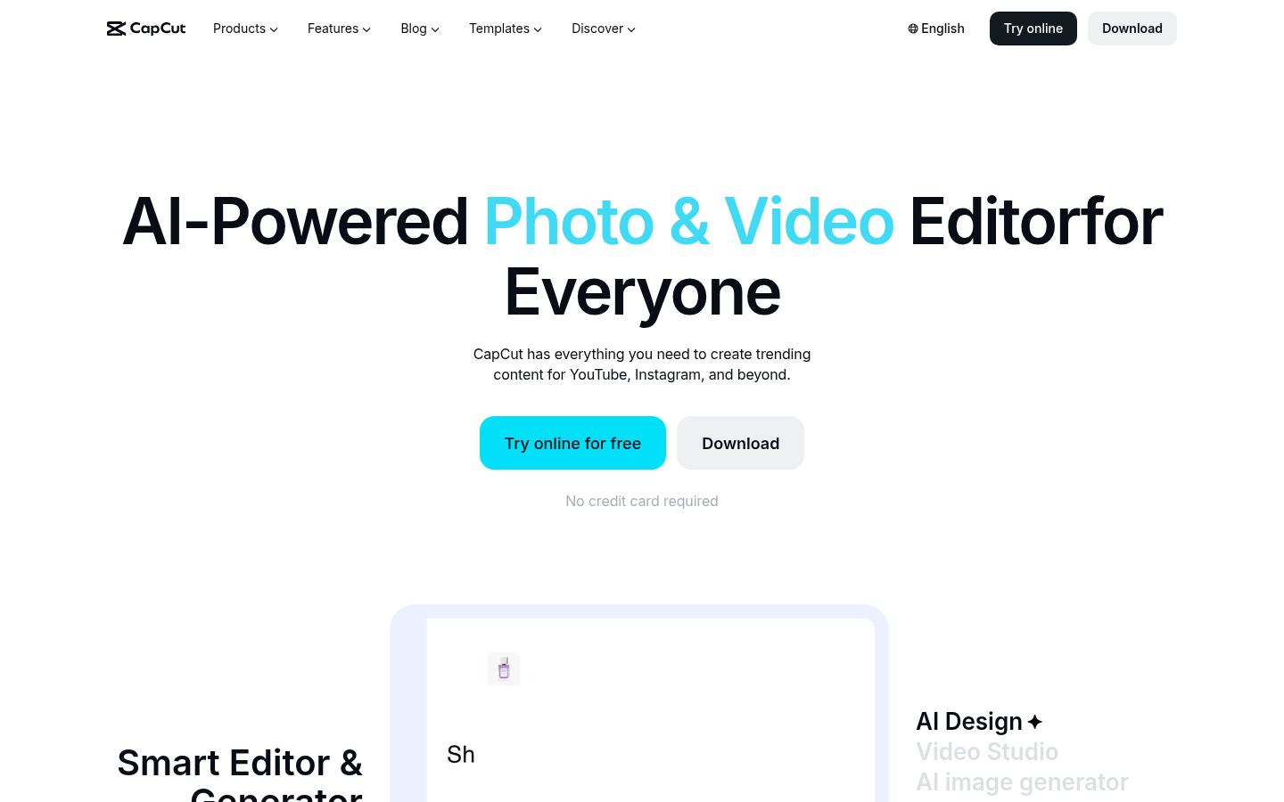 CapCut homepage