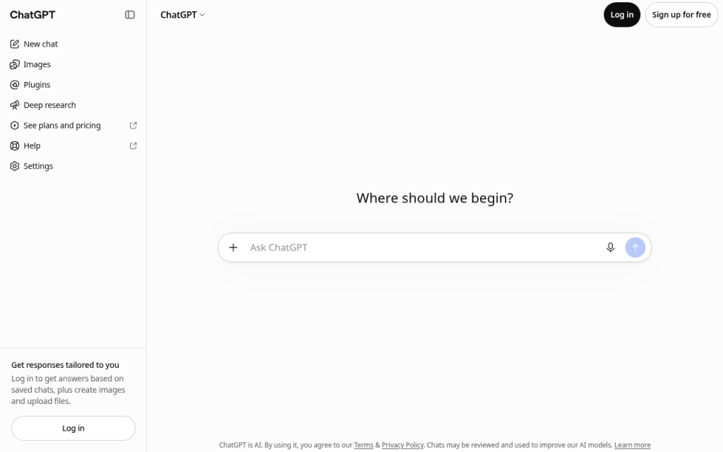 ChatGPT homepage