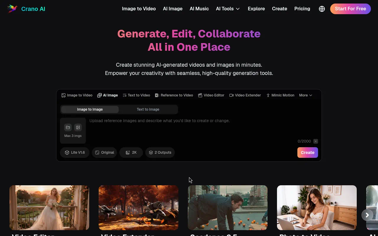 Crano AI homepage