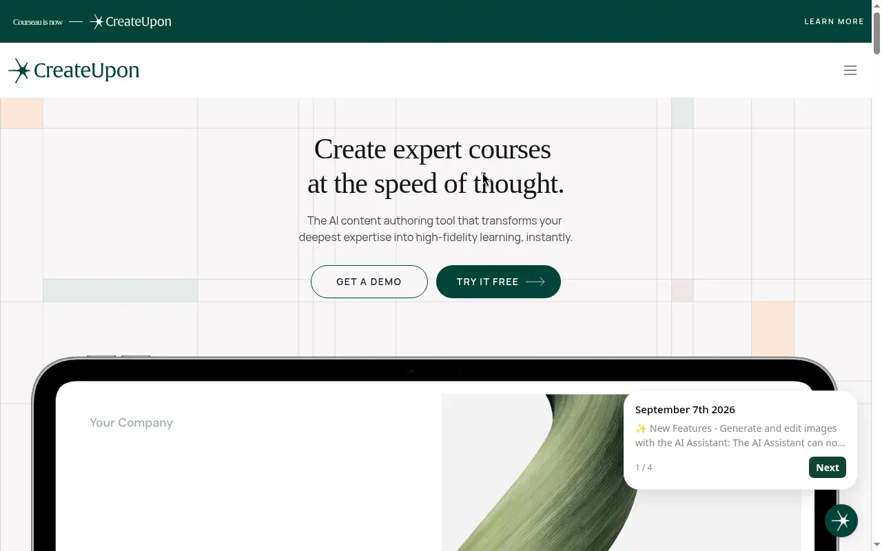 CreateUpon homepage