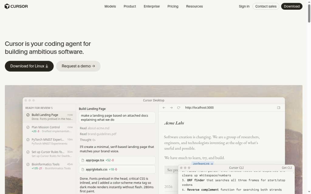 Cursor homepage