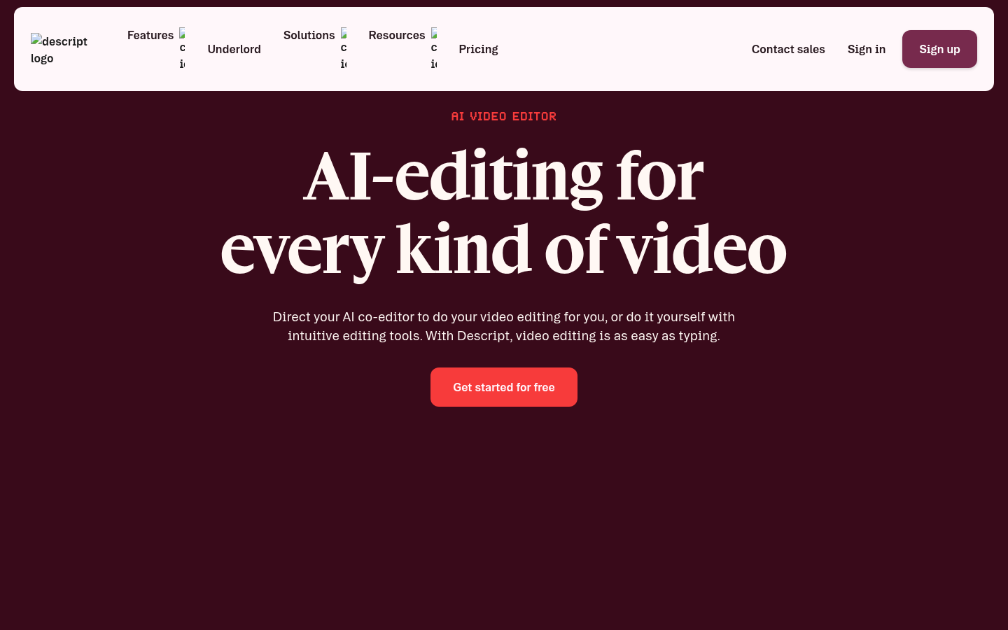 Descript homepage