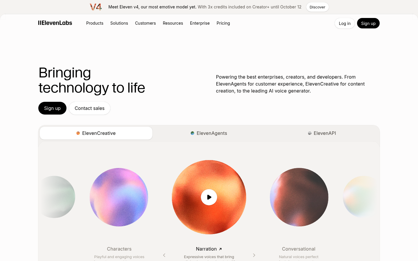 ElevenLabs homepage
