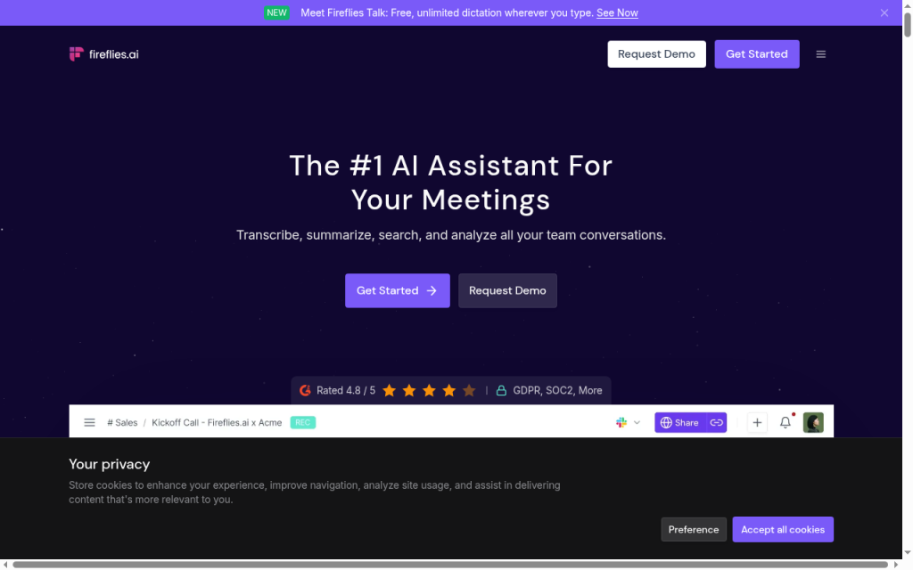 Fireflies.ai homepage