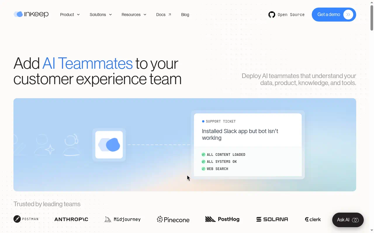 Inkeep homepage