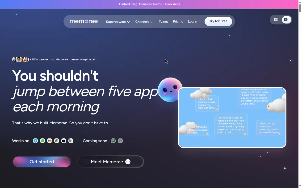Memorae homepage