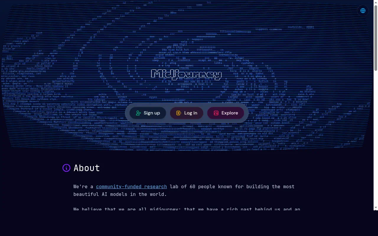 Midjourney homepage