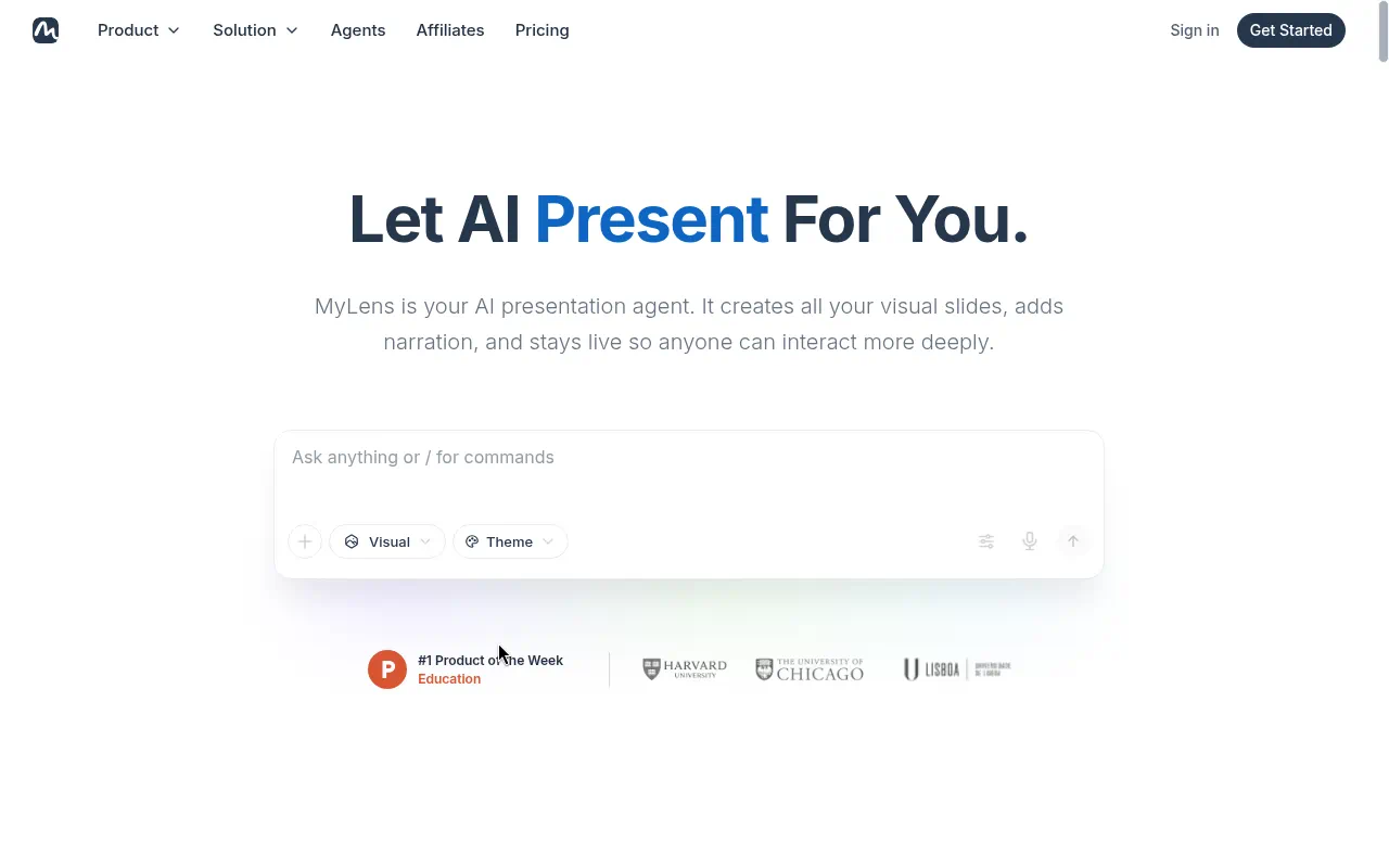 MyLens homepage