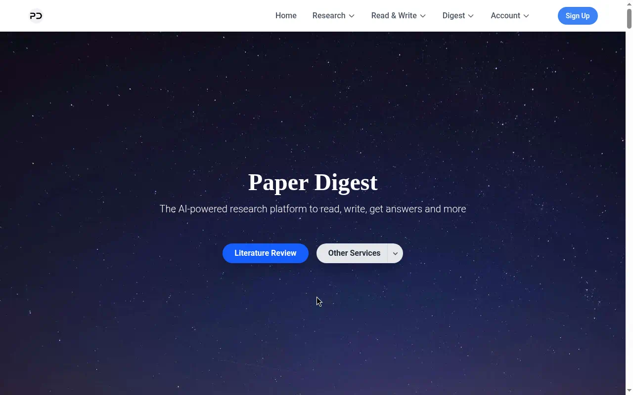 Paper Digest homepage
