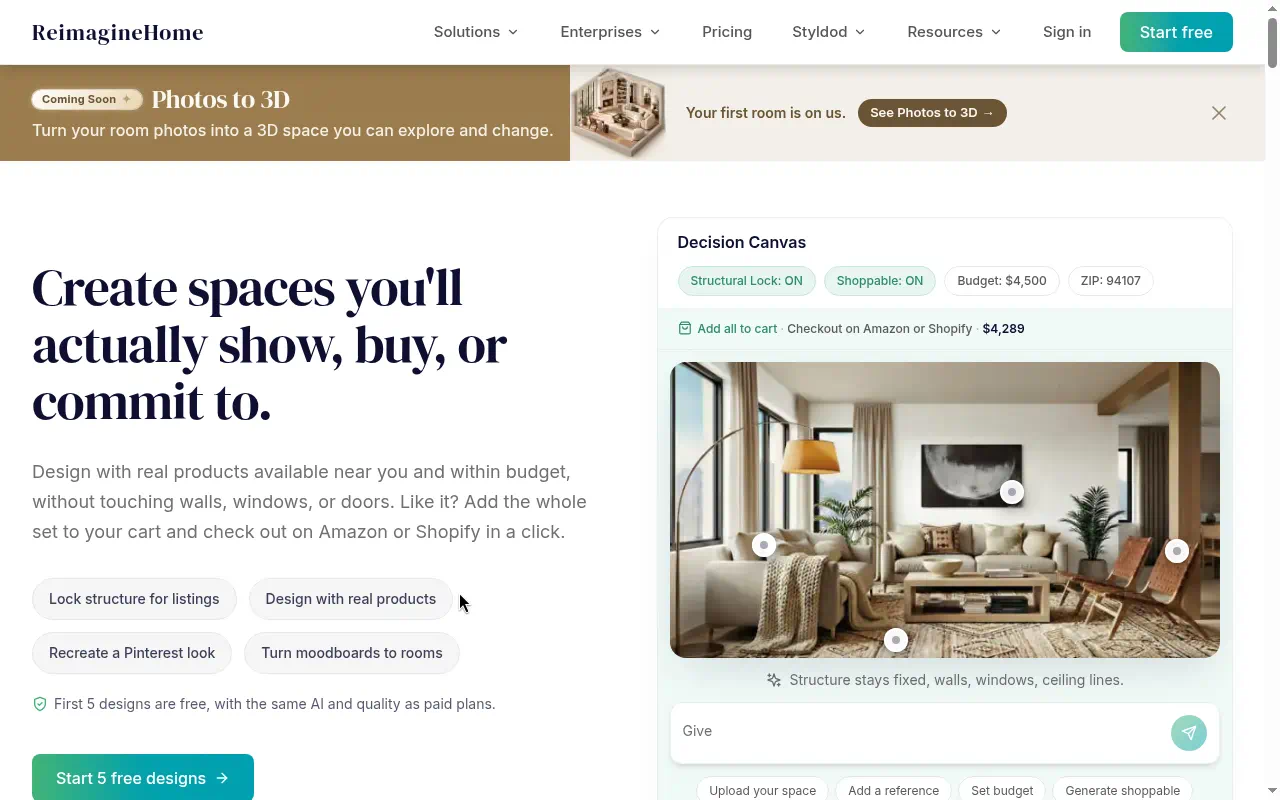 REimagineHome homepage