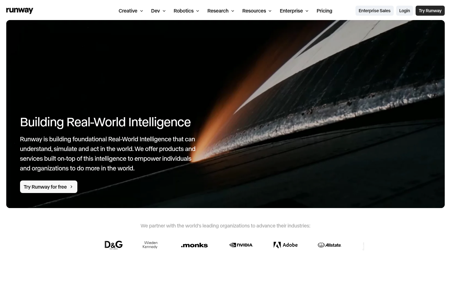 Runway homepage