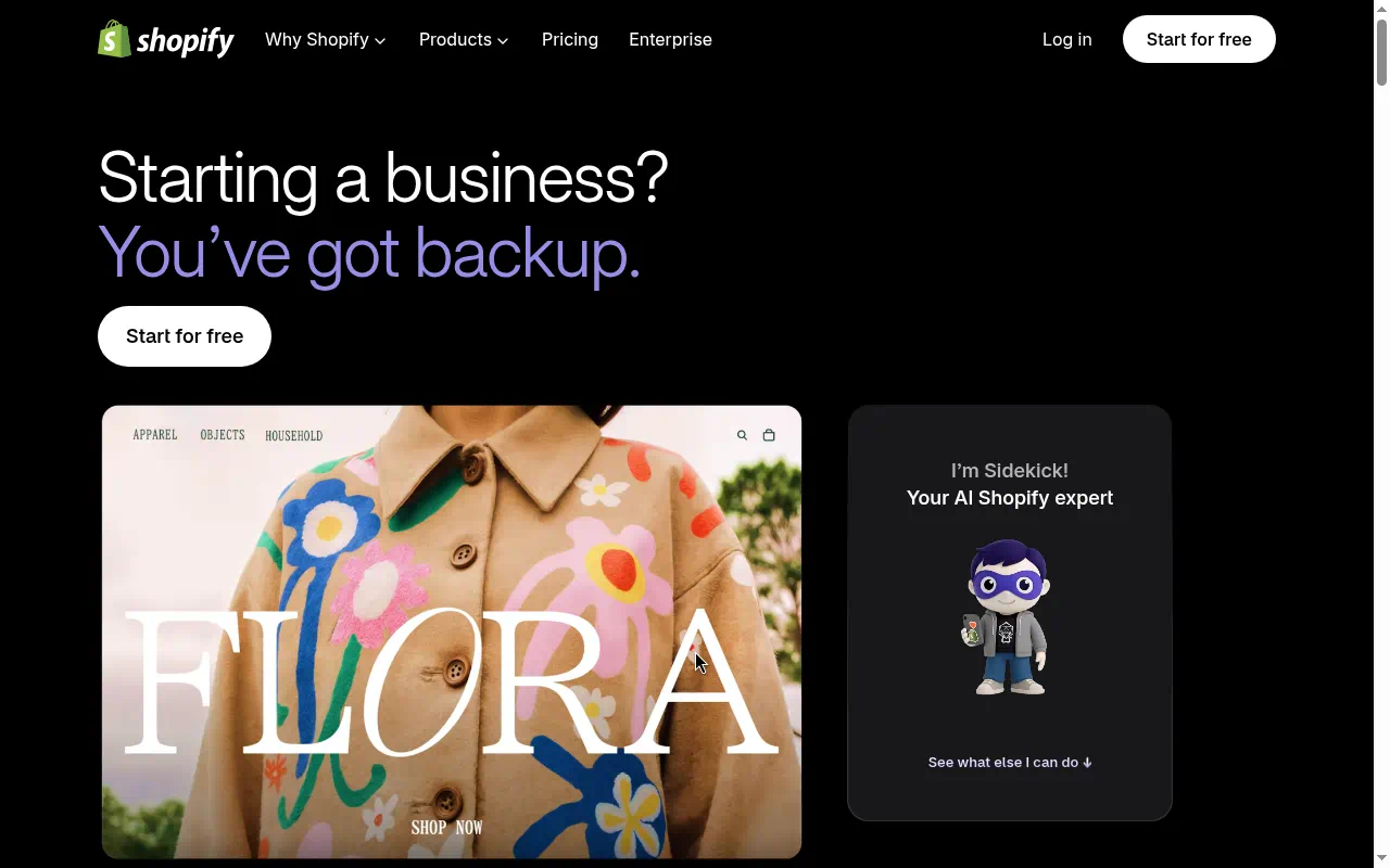Shopify Sidekick homepage
