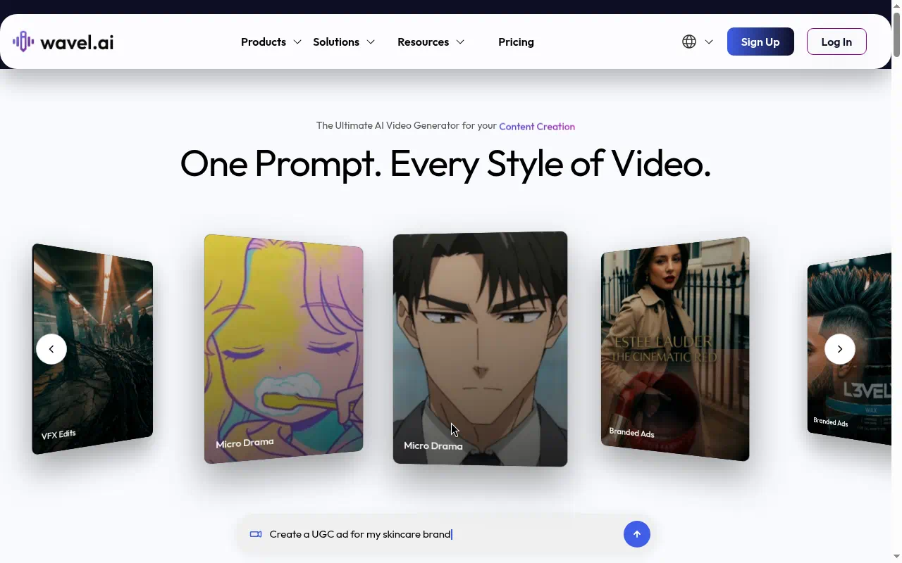 Wavel AI homepage